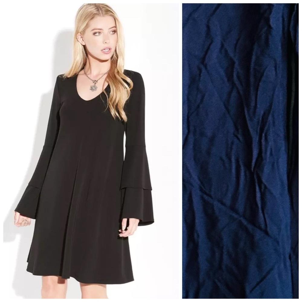 Loveriche Navy Bell Sleeve Criss-Cross Cutout Back Fairytale Dress Sz Small